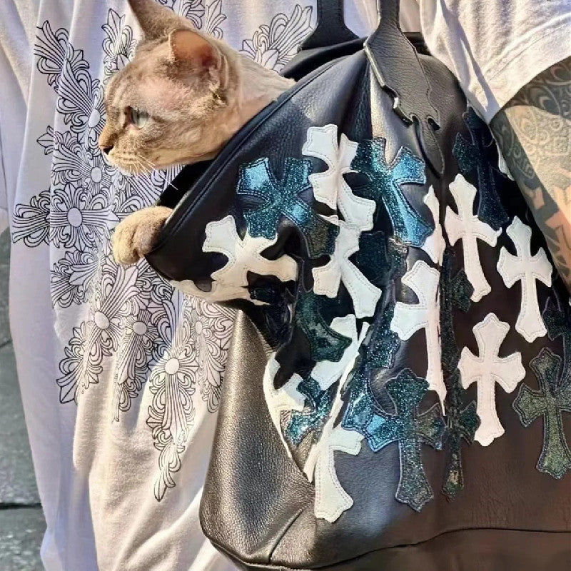 Chh Chrome Heart Leather Bag White Cross Leather