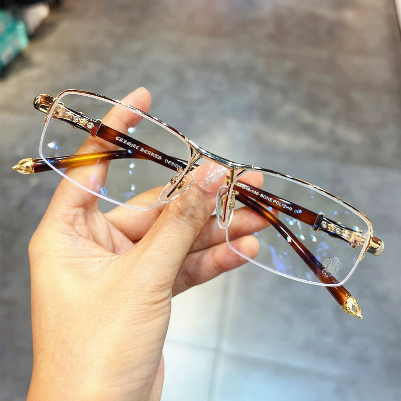 CHH Chrome Hearts Glasses Myopia Half Frame Glasses Frame Titanium Frame Business Style