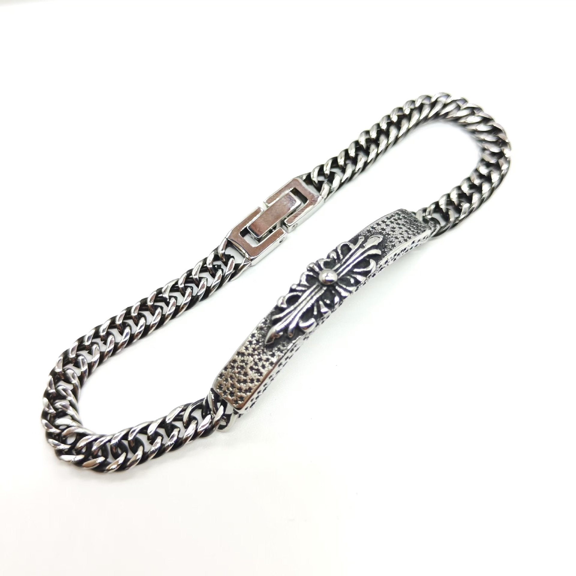 Chrome Hearts multi-layered retro cross flower curved bracelet