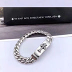 Chrome Hearts 925 Sterling silver cross half-Floral Plus Cross domineering ID bracelet