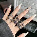 Chrome Hearts distressed iris cross open adjustable ring