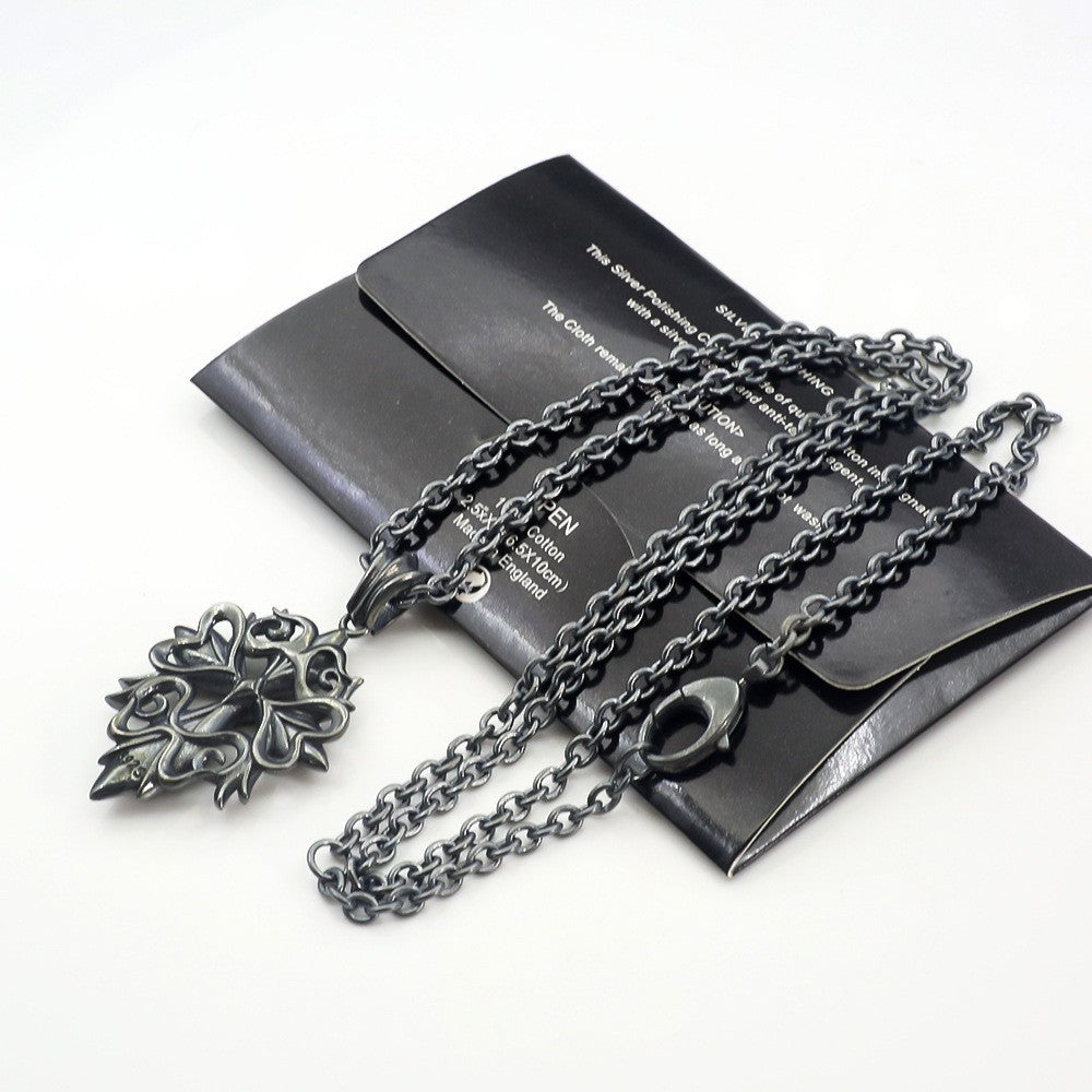 Chrome Hearts black bloody mary cross cool blue zircon necklace