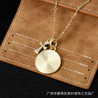 Chrome Hearts Gold Cross with Skull Round Tag Necklace