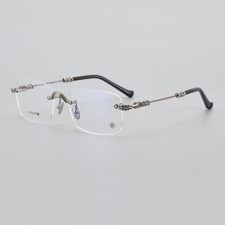 CHH Chrome Hearts Glasses Frameless Pure Titanium Glasses Frame Personalized Business