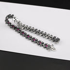 Chrome Hearts Red Diamond Cross Flower Pink Sapphire Plus Bracelet