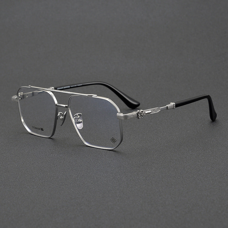 CHH Chrome Hearts Glasses Pure Titanium Double Beam Polygonal Myopia Glasses Frame & Sunglasses