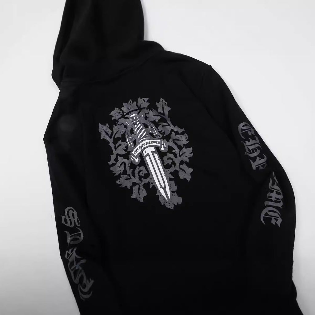 CHH Chrome Heart Hoodie Sanskrit embroidered hooded zip-up sweater