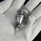 Chrome Hearts distressed cross rivet bullet pendant