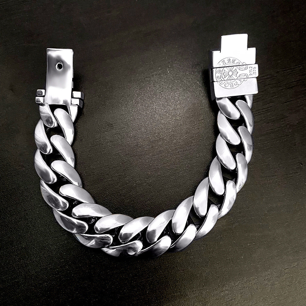 Chrome Hearts Retro Plus Cross Box ID Classica chain Bracelet 925 silver