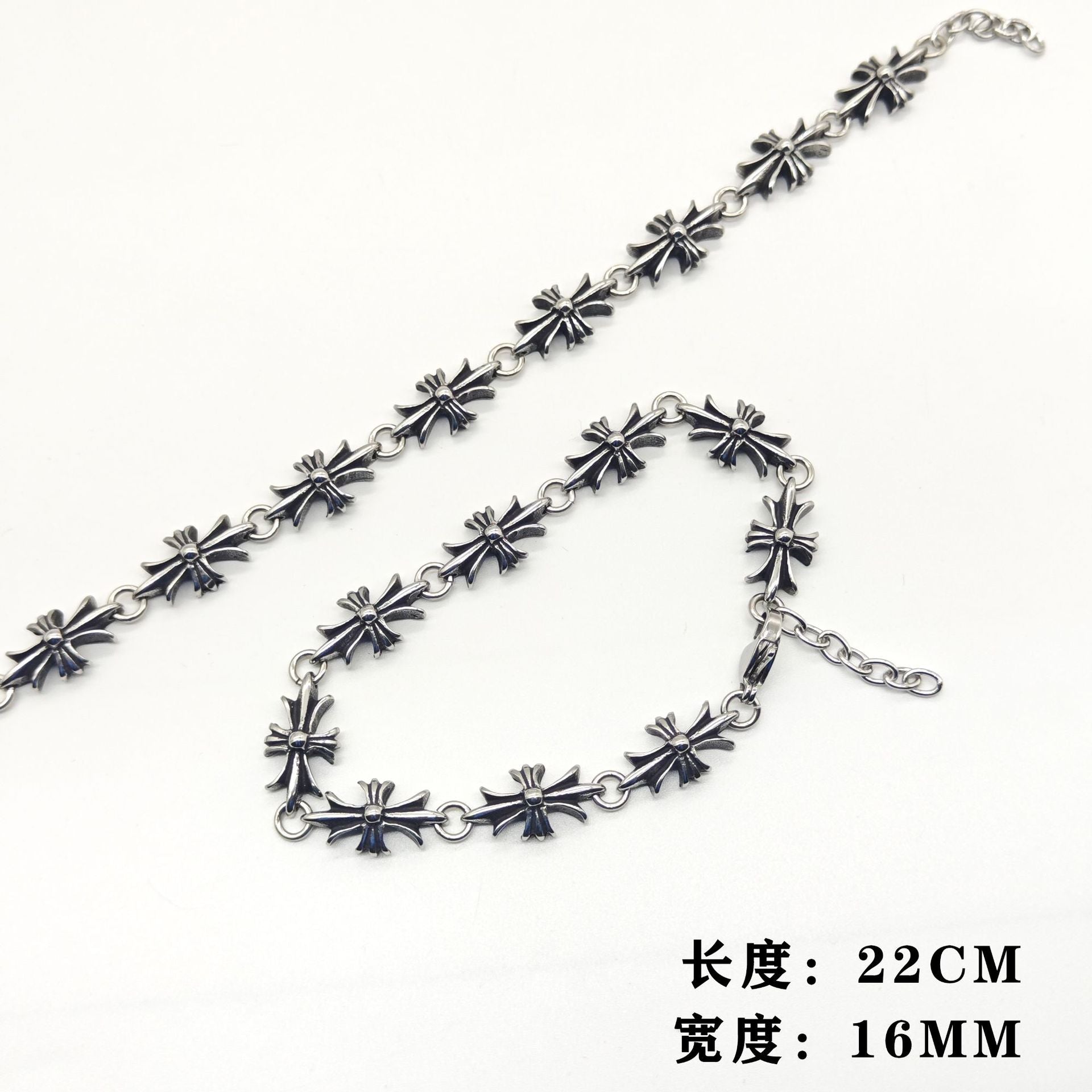 Chrome Hearts Retro Long Cross Flower Bracelet