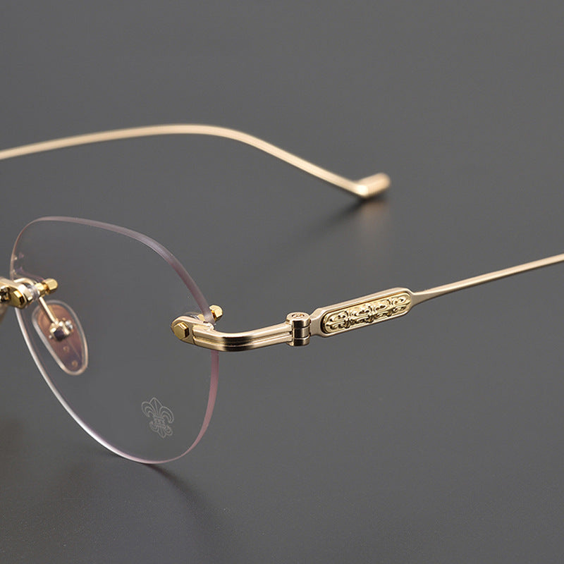 CHH Chrome Hearts Glasses Frameless Pure Titanium Glasses Frame Personalized Business