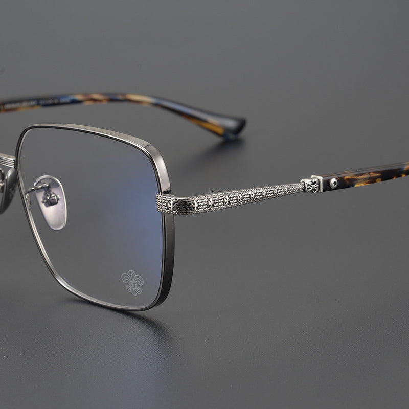 CHH Chrome Hearts Glasses Vintage Versatile Engraved Pure Titanium Square Glasses Frame