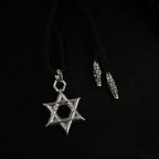 Chrome Hearts bullet-shaped six-pointed star tongue style leather rope necklace