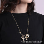Chrome Hearts Gold Diamond-Inlaid Pin with Three Cross Pendants