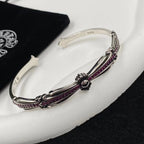 Chrome Hearts cross flower red diamond cuff bracelet