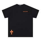 CHH Chrome Heart T Shirts Cross Leather Print Short Sleeve T-Shirt Loose