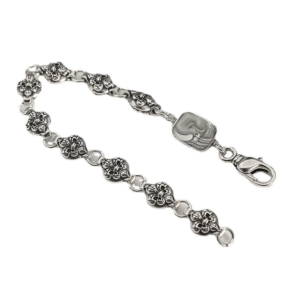 Chrome Hearts distressed spherical anchor patchwork bracelet