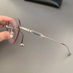 CHH Chrome Hearts Glasses Frameless Perforated Round Vintage Myopia Glasses Frame