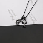Chrome Hearts black letter diamond cross necklace