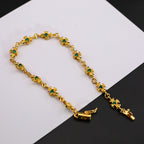 Chrome Hearts cross diamond 24k gold plated bracelet