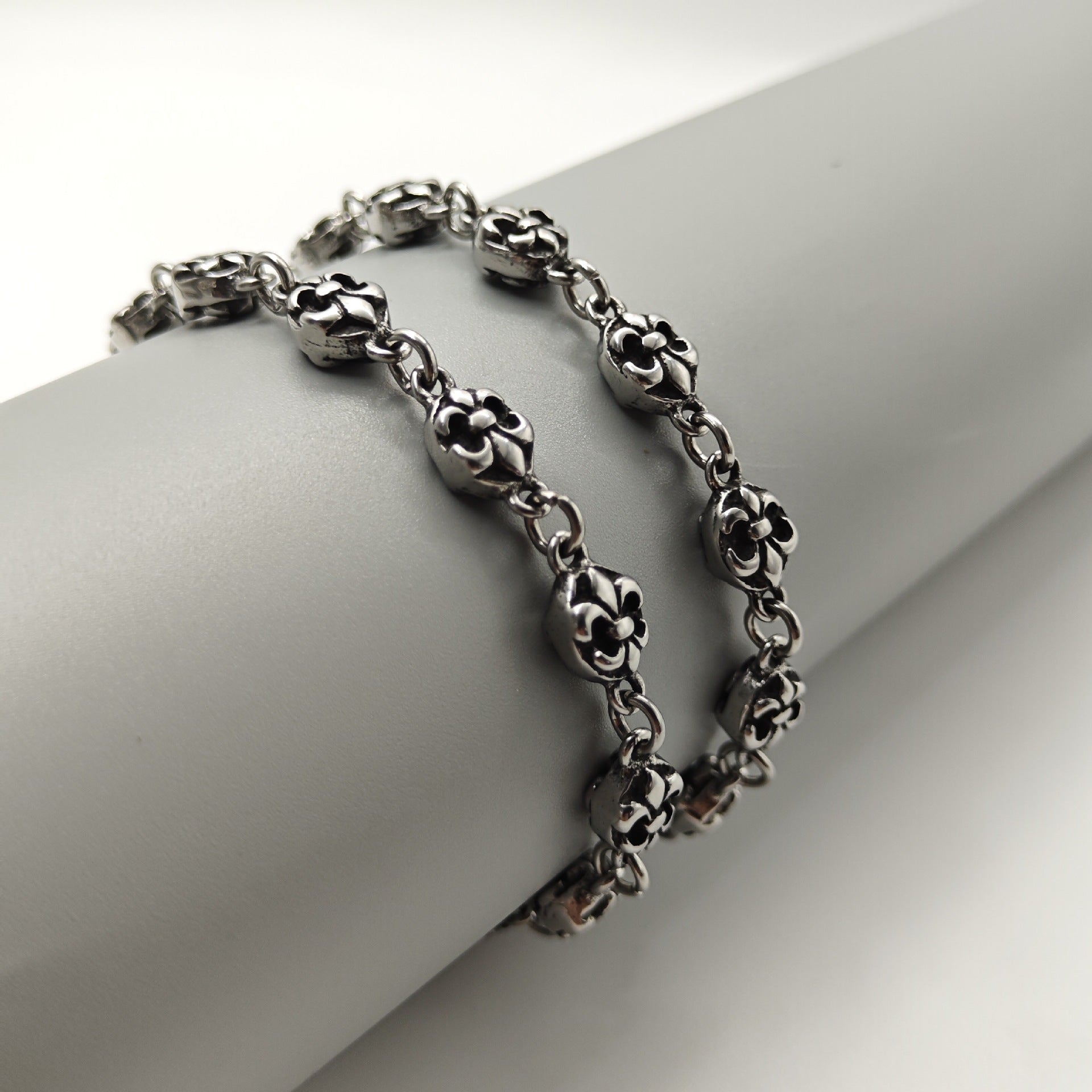 Chrome Hearts anchor flower ball Silver Sterling 925 bracelet