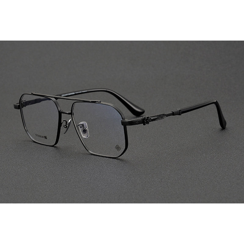 CHH Chrome Hearts Glasses Pure Titanium Double Beam Polygonal Myopia Glasses Frame & Sunglasses
